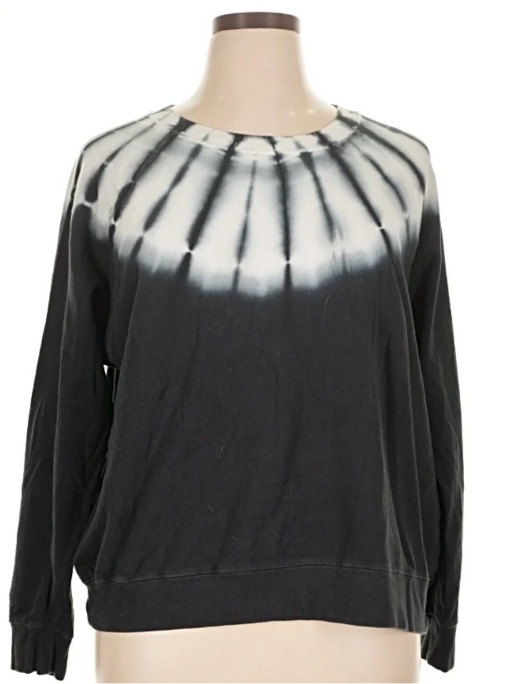 Old Navy Black & White Tie-Dye Crewneck Sweatshirt